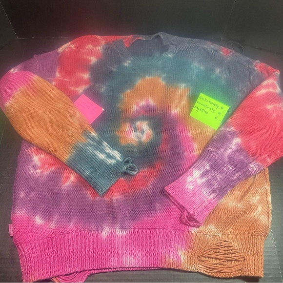 BEAUTIFUL NSF ANABELLE CREWNECK TIE DYE DISTRESSED OVERSIZED SWEATER MED $398! - Picture 7 of 16